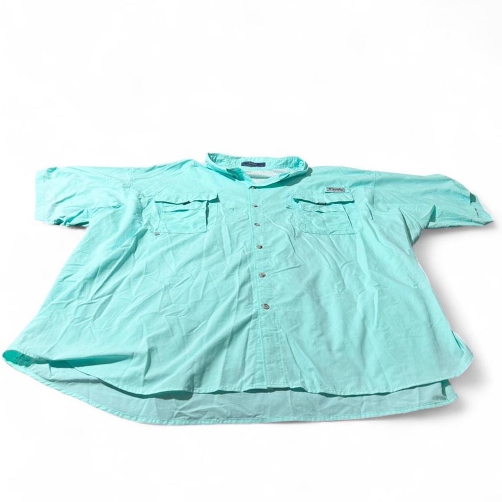 Columbia Men's teal Blue Casual Button Down Shirt